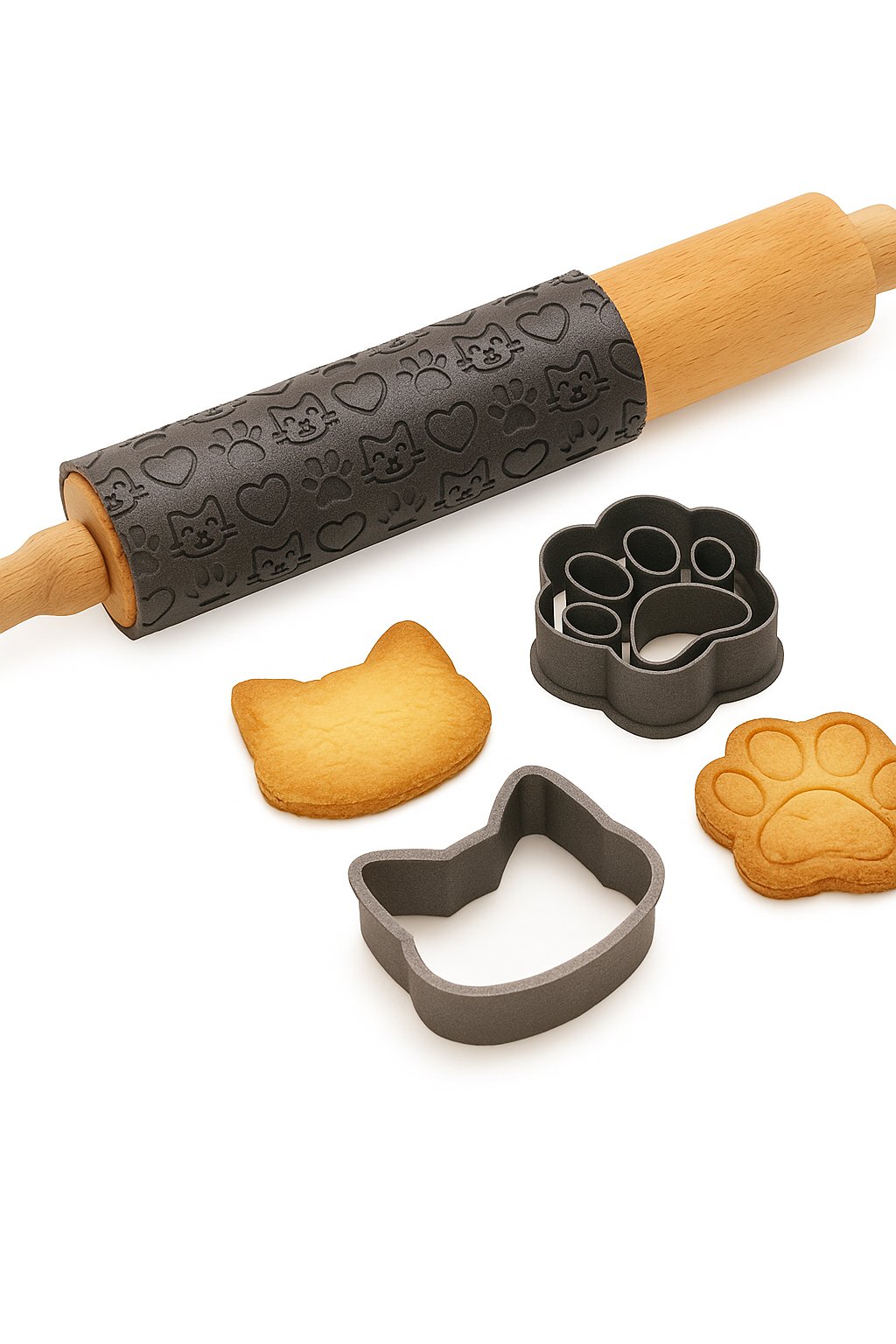 Cat Cookie Cutter/Rolling Pin Set - Image 1