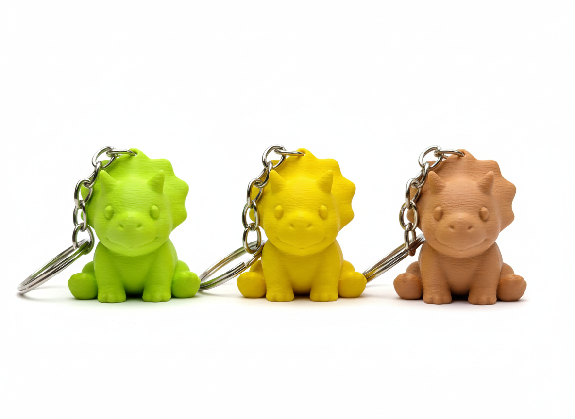 Cute Mini Triceratops Keychain