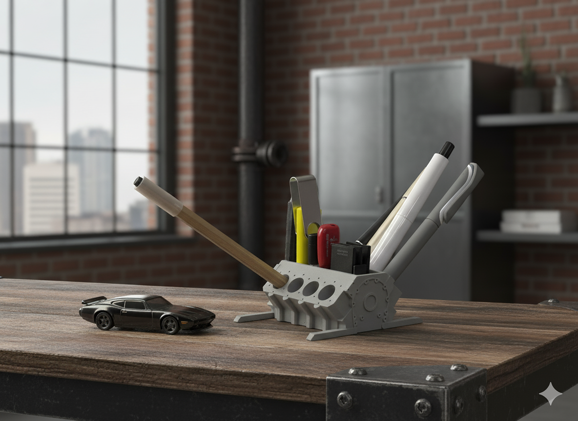 V8 Engine Block Pen Holder - Image 4