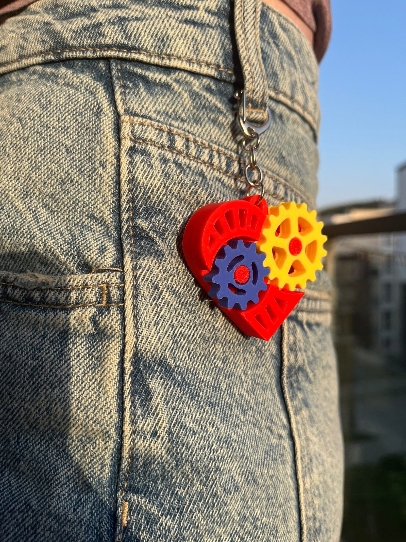 Gear Heart Fidget Keychain