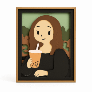 Mona Lisa Drinking Bubble Tea - Image 1