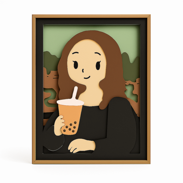 Mona Lisa Drinking Bubble Tea