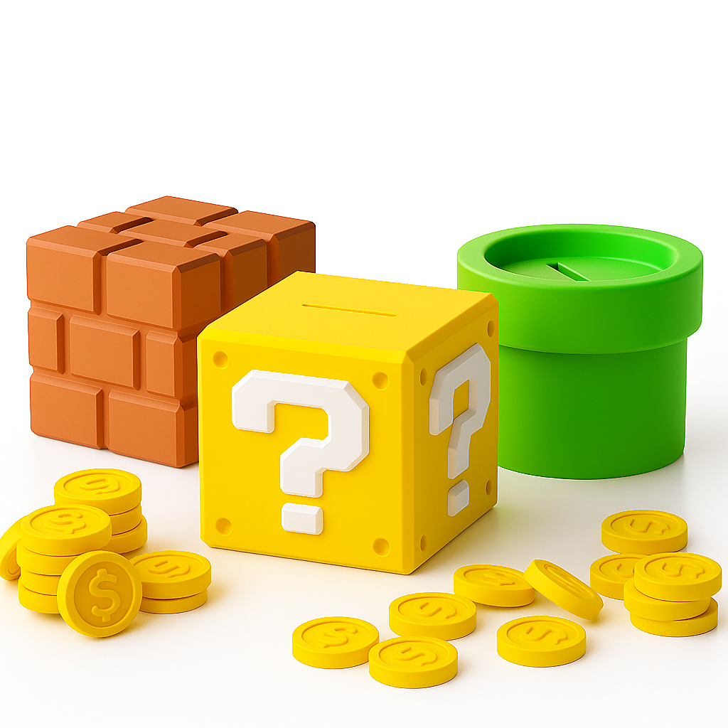 Piggy Bank Set – Retro Block Collection (3pcs)
