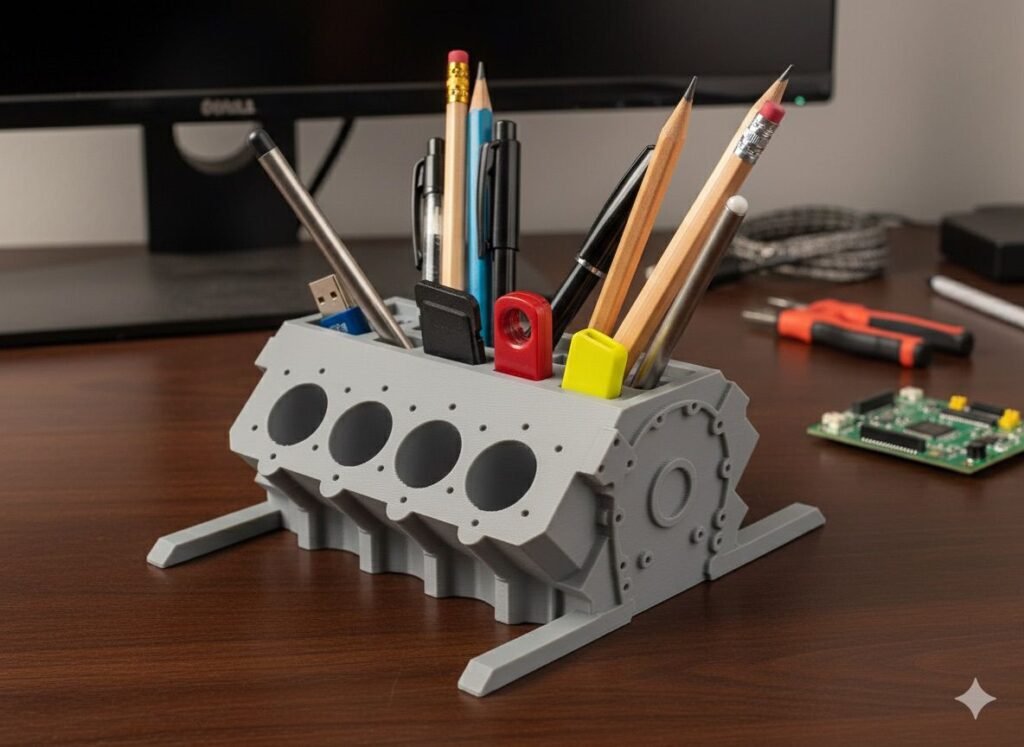 V8 Engine Block Pen Holder