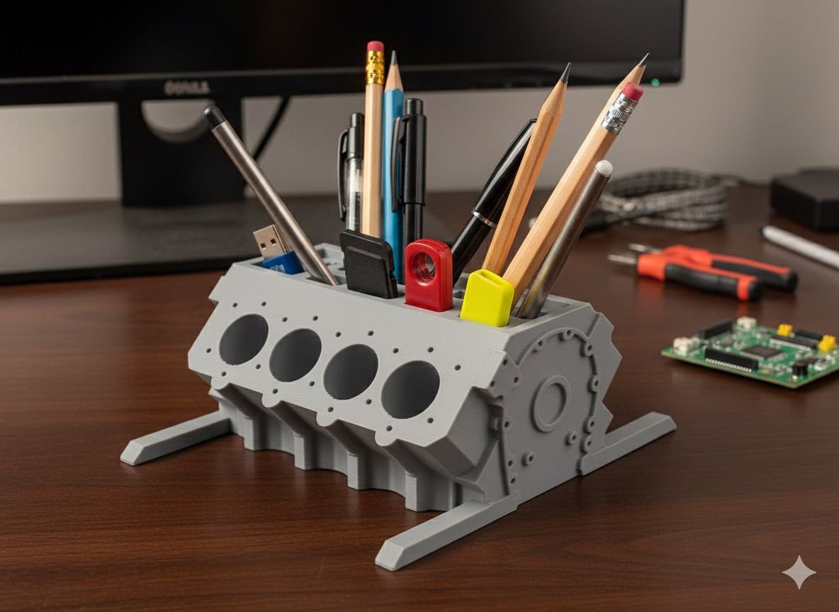 V8 Engine Block Pen Holder - Image 3