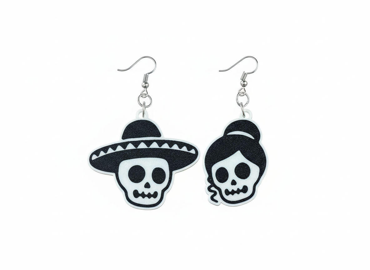 Multicolor Day Of The Dead Halloween Earrings!