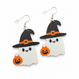 Cute Ghost Trick or Treat Earrings - Image 1