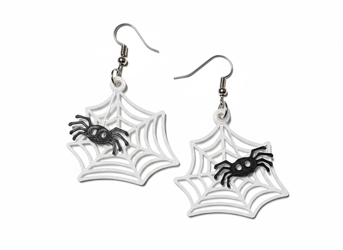 Dangling Spider Web Earrings