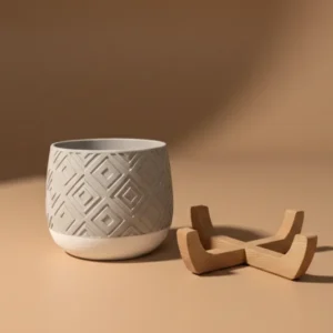 Modern Planter with Wood Base – Diamond - Image 2