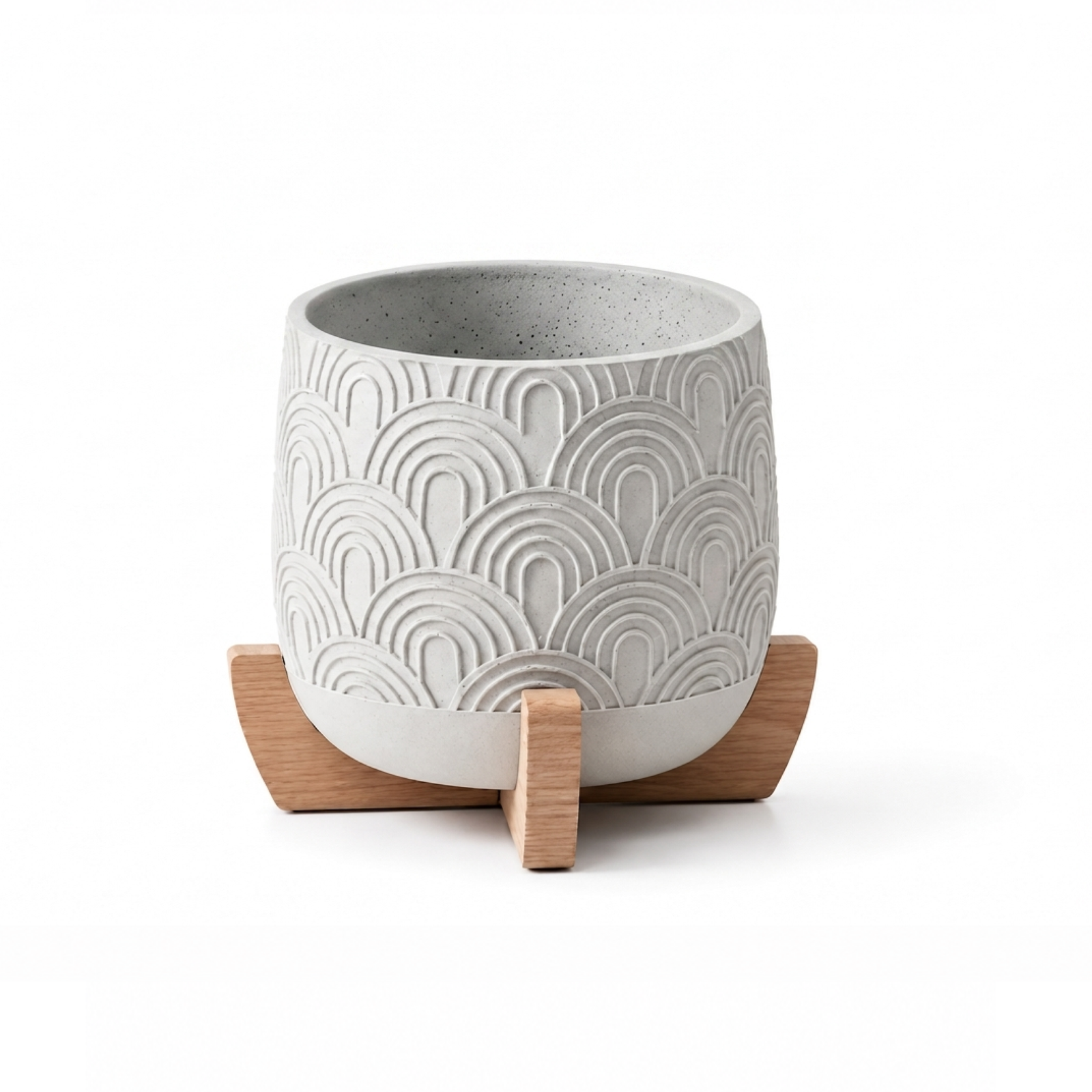 Modern Planter with Wood Base – Arc - Image 1