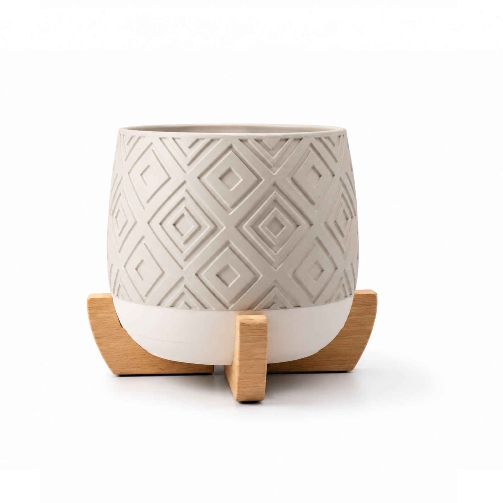 Modern Planter with Wood Base – Diamond