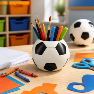 Football-Shaped Pen and Pencil Holder - Image 2